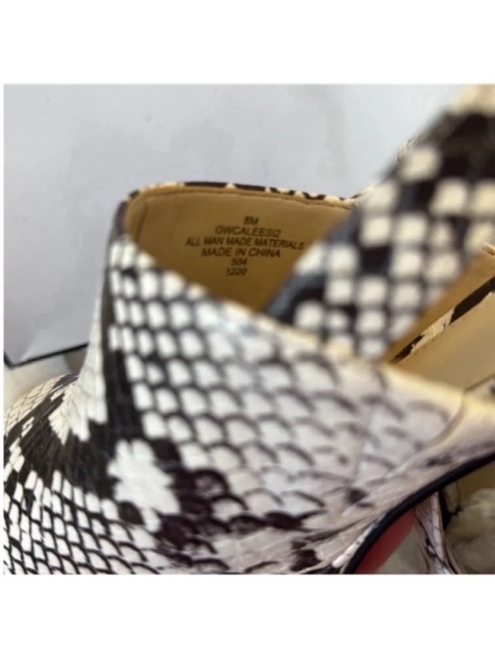 GUESS Snake-Print Platform Slingback Heels in Black & White